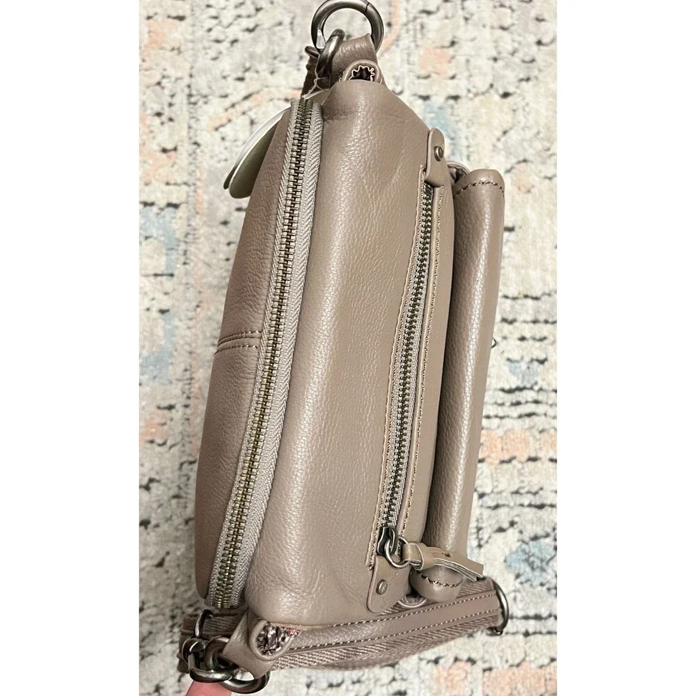 NWT $129 The Sak Taupe 100% Leather Crossbody Purse Parker Bag iPad Friendly